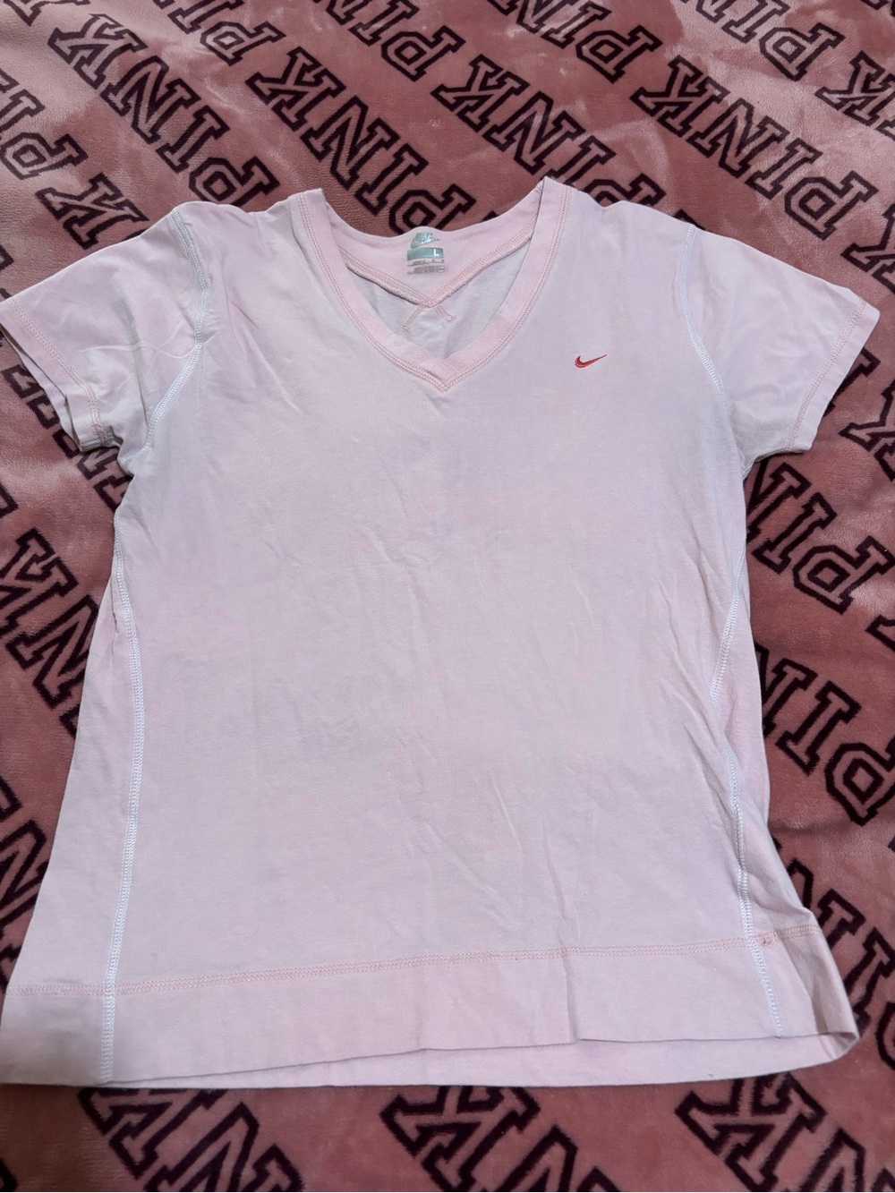 Nike Light Pink V-Neck Girls' Short Sleeve Performance Tee